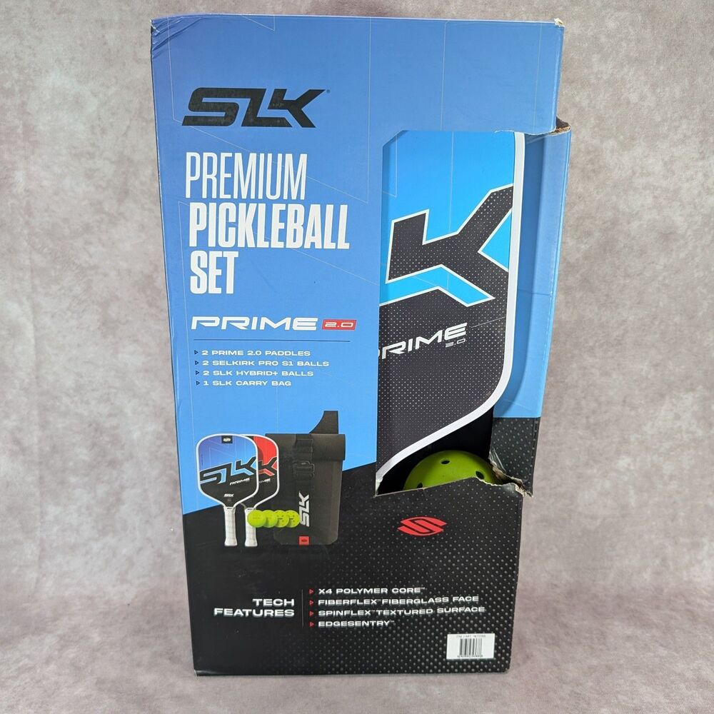 SLK Prime 2.0 Pickleball Set 2 Paddles Balls Bag Selkirk Fiberglass Core Kit
